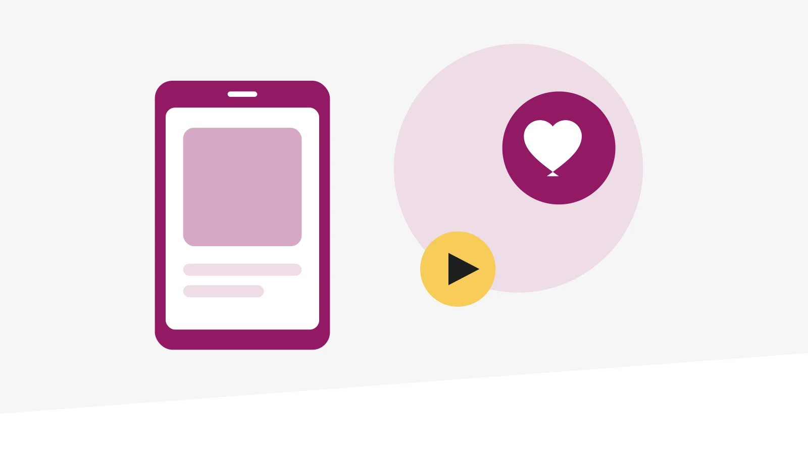 Smartphone mit Beitrag, Herz und Play-Symbol – Sinnbild für Social Media im Salon.
