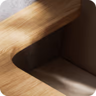Spacious Persy Booth interior with wooden desk surface for comfort and work