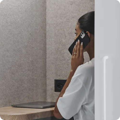 woman in acoustic pod