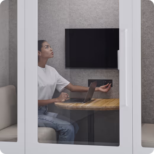 adjusting lights in office pod