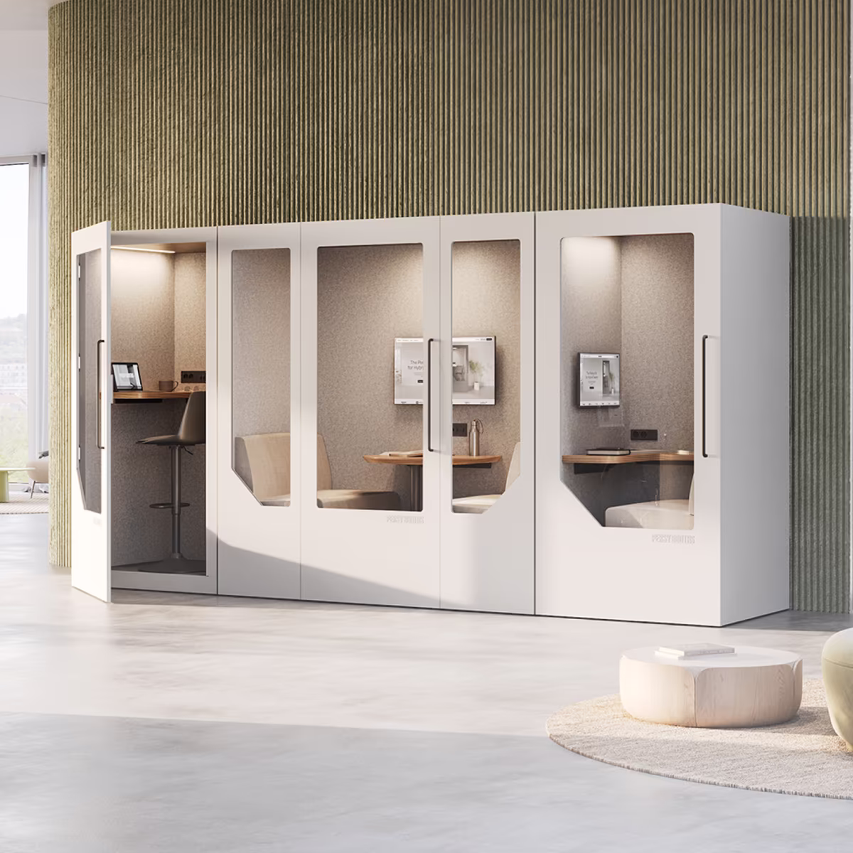 Office Persy booths configured for focused work