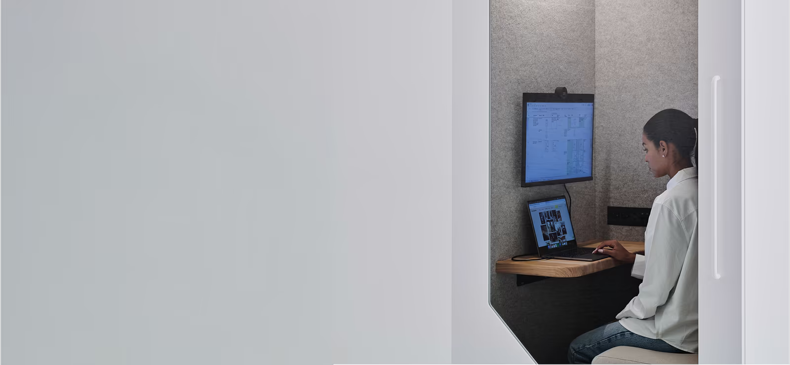 Quiet workspace area designed for focused individual work