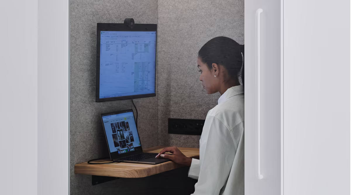 Quiet workspace area designed for focused individual work