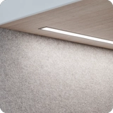 Motion-activated LED lighting inside Persy Booth optimized for video calls