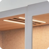 Dimmable LED lights inside Persy Booth optimized for video calls