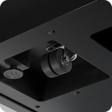 Hidden wheels built into Persy Booth base for easy relocation