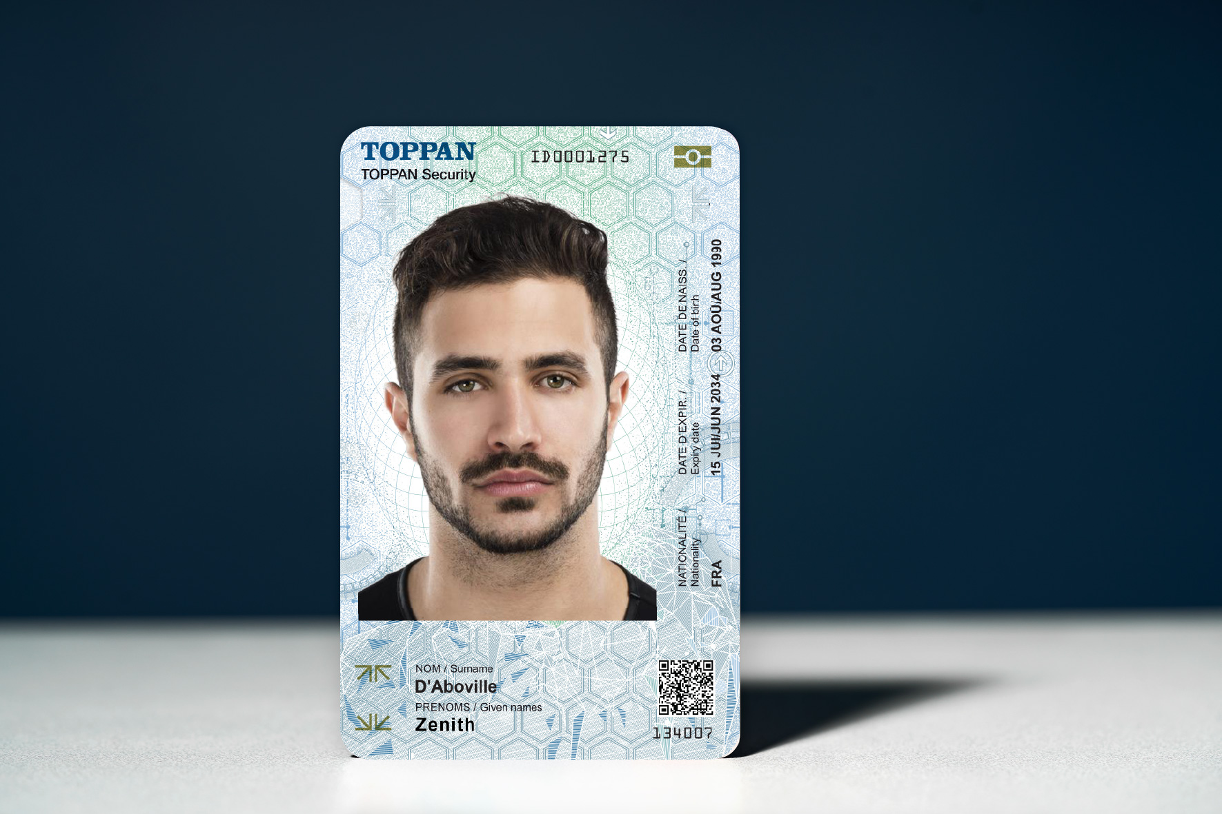 Polycarbonate national identity card with laser-engraved personalisation