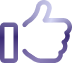 Blue thumbs-up like icon with gradient shading on a transparent background.