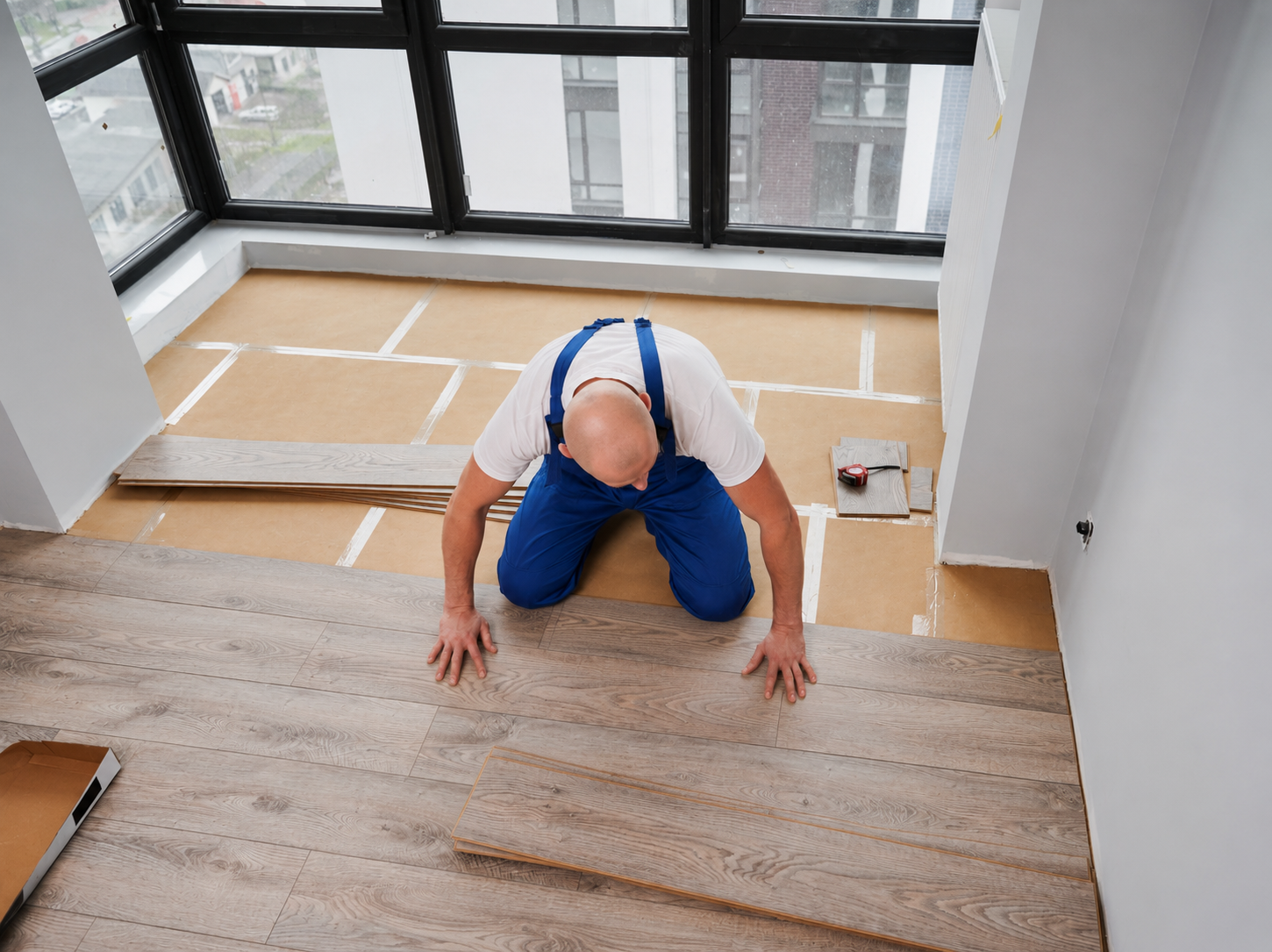Handwerker bei Malerarbeiten während einer Renovierung in Bremen