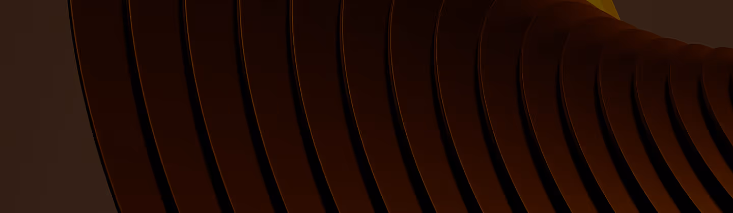 Close-up of dark brown curved layered design with gradient shadows and highlights.