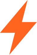 Orange lightning bolt icon on a transparent background.
