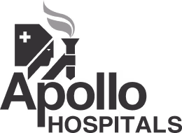 Apollo Hospitals logo with stylized torch flame above the letter A.