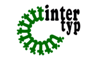 Grünes, spiralförmiges Logo mit dem Wort "intertyp" in Schwarz.
