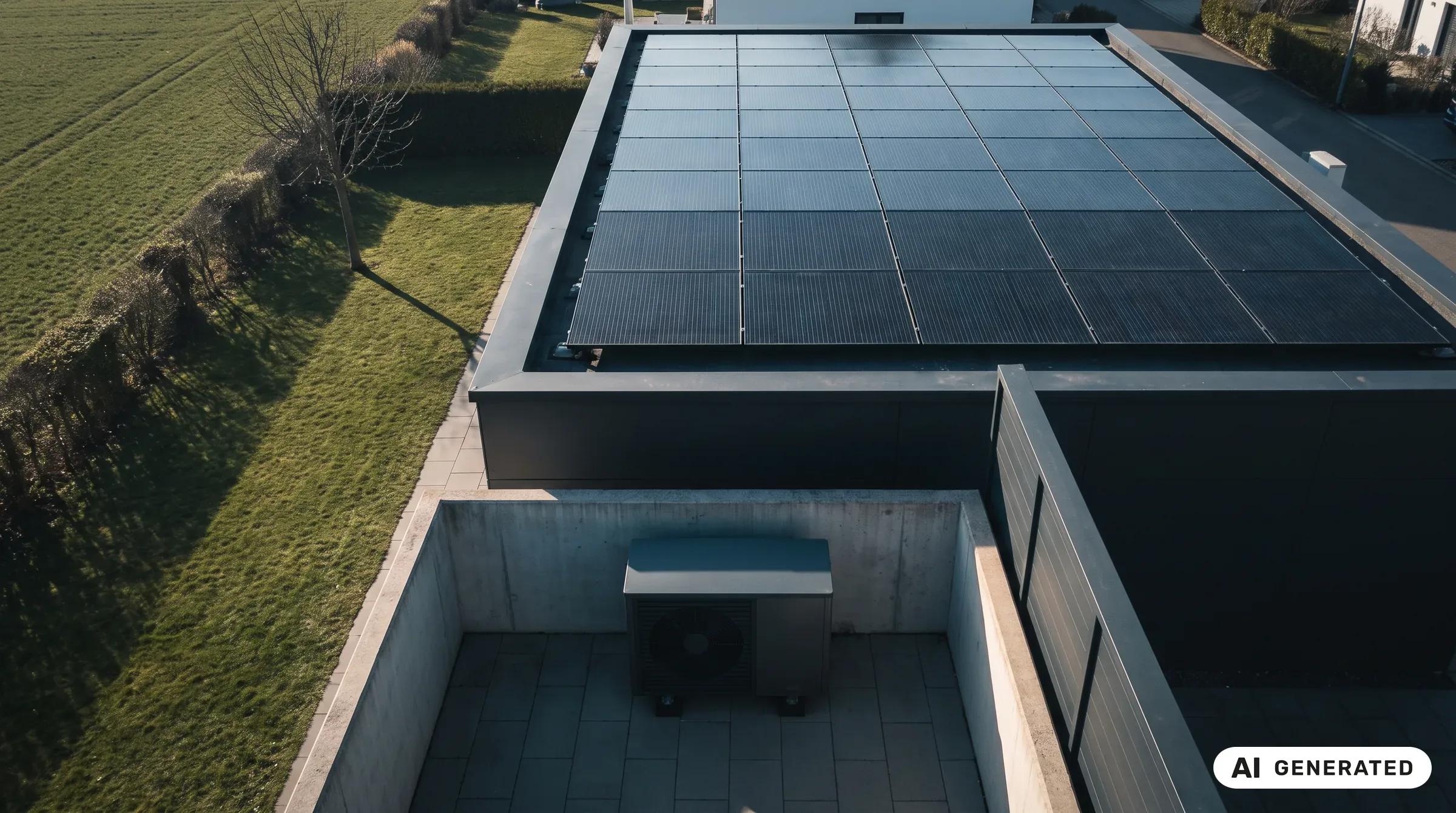 In ein dunkel gedecktes Schrägdach eingebaute Solarkollektoren