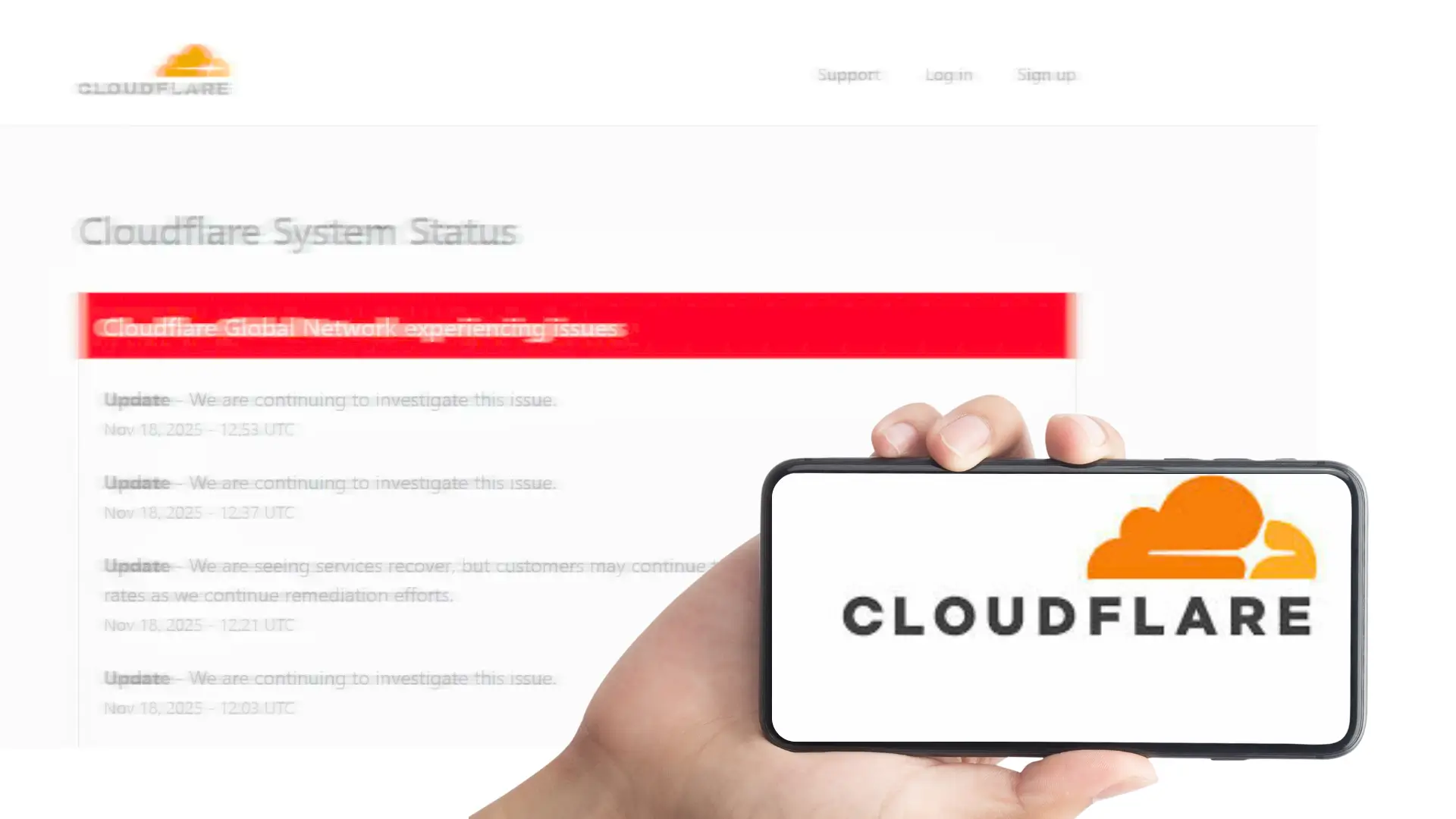système cloudflare ouvert sur un téléphone