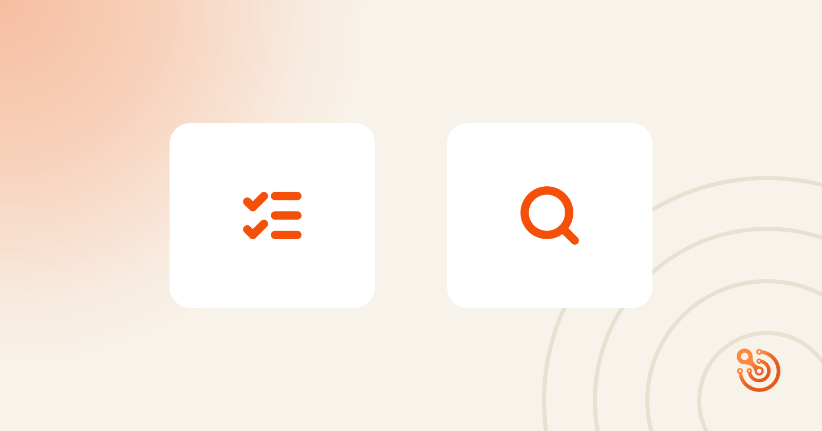 Twee iconen symboliseren een SEO checklist voor MKB: een takenlijst en een zoekvergrootglas voor stapsgewijze optimalisatie.