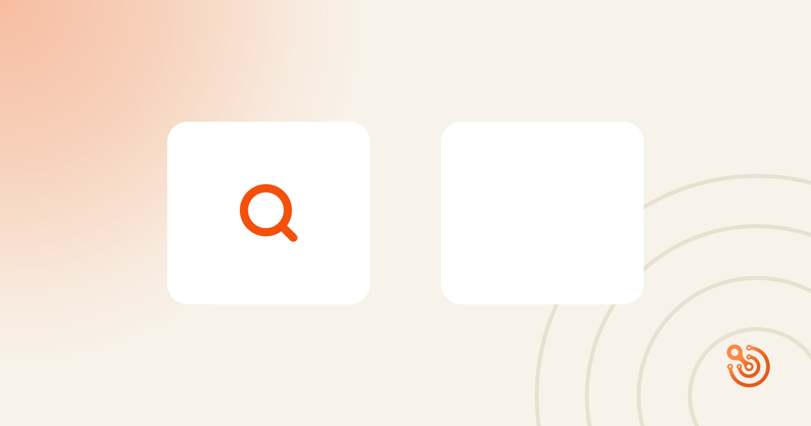 Twee iconen symboliseren SEO voor MKB: een zoekicoon voor vindbaarheid en een sleutel voor technische optimalisatie.