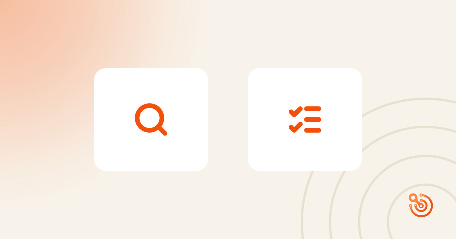 Twee iconen symboliseren een compleet SEO pakket voor het MKB: zoeken en een gestructureerde checklist.