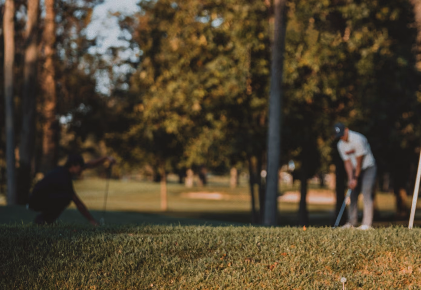 Golfer on the green at Conley's driving range