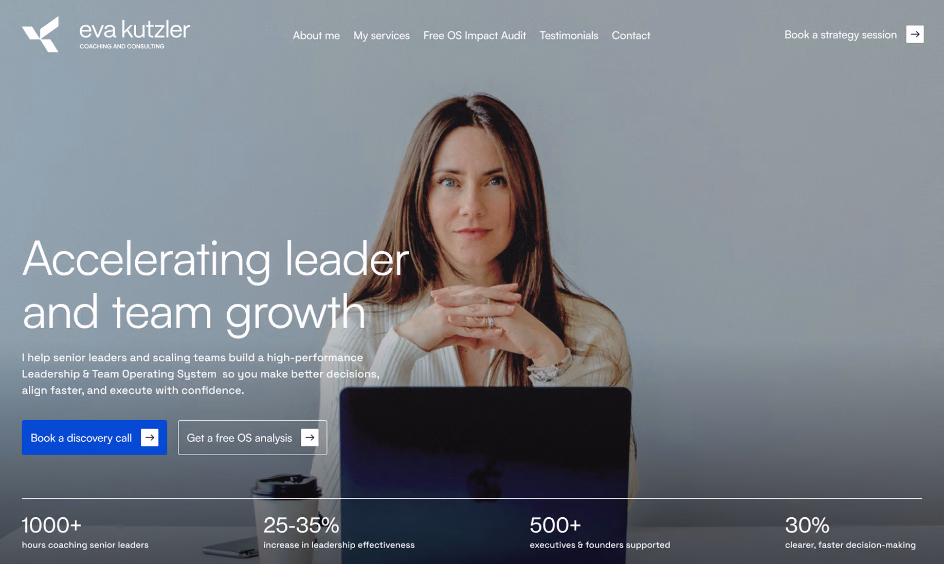 Eva Kutzler website homepage hero design