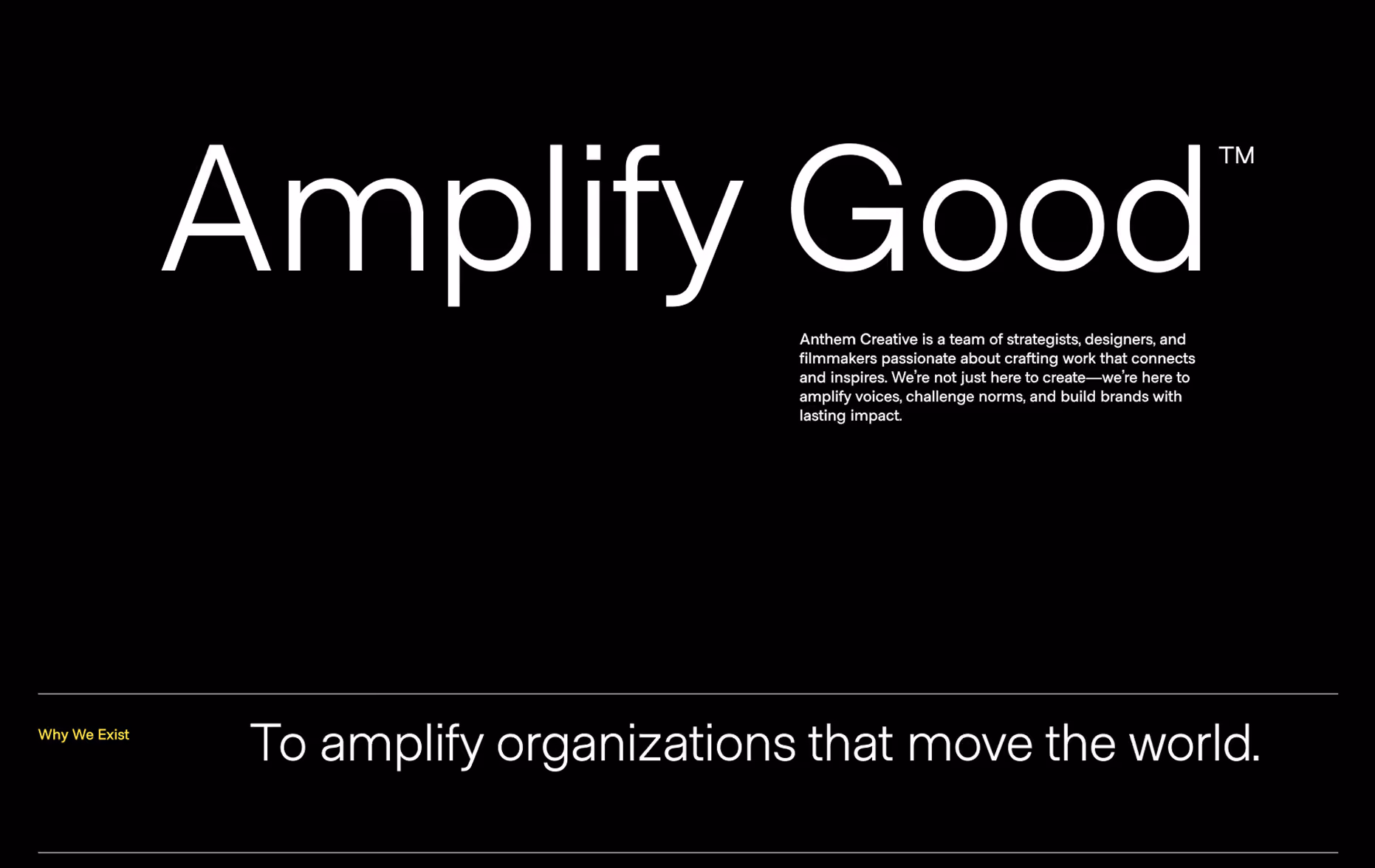 Anthem website about page design
