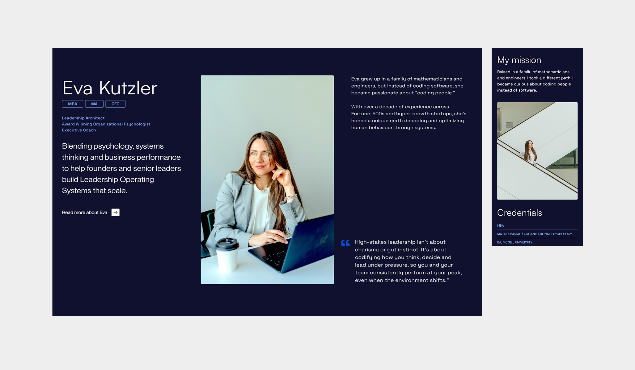 Eva Kutzler website homepage design