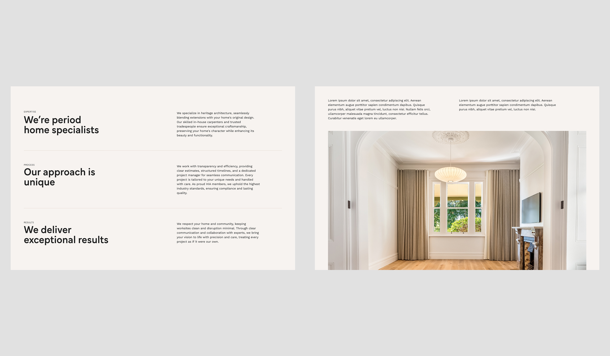 Ridgeline Construction website page design
