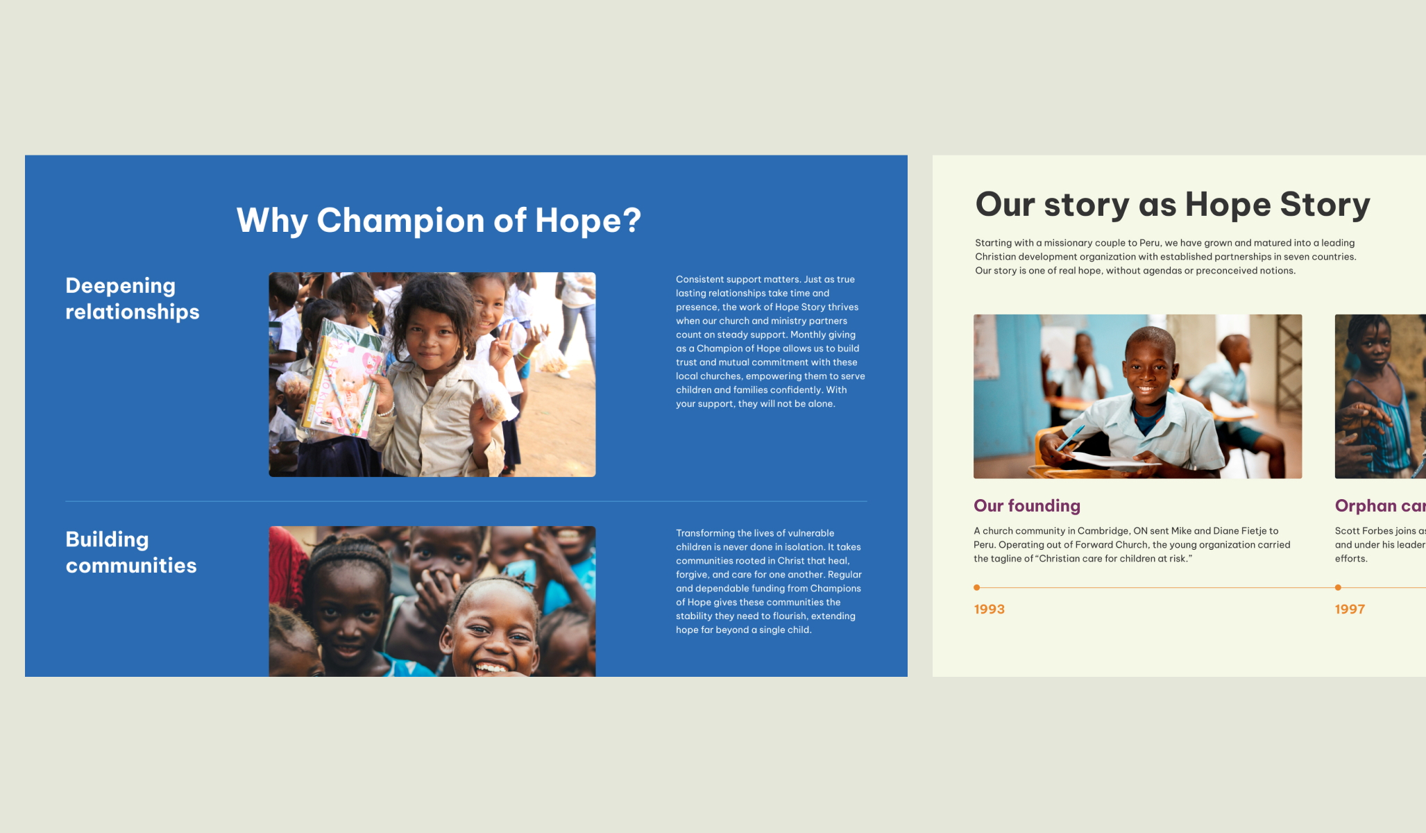 Hope Story website page design