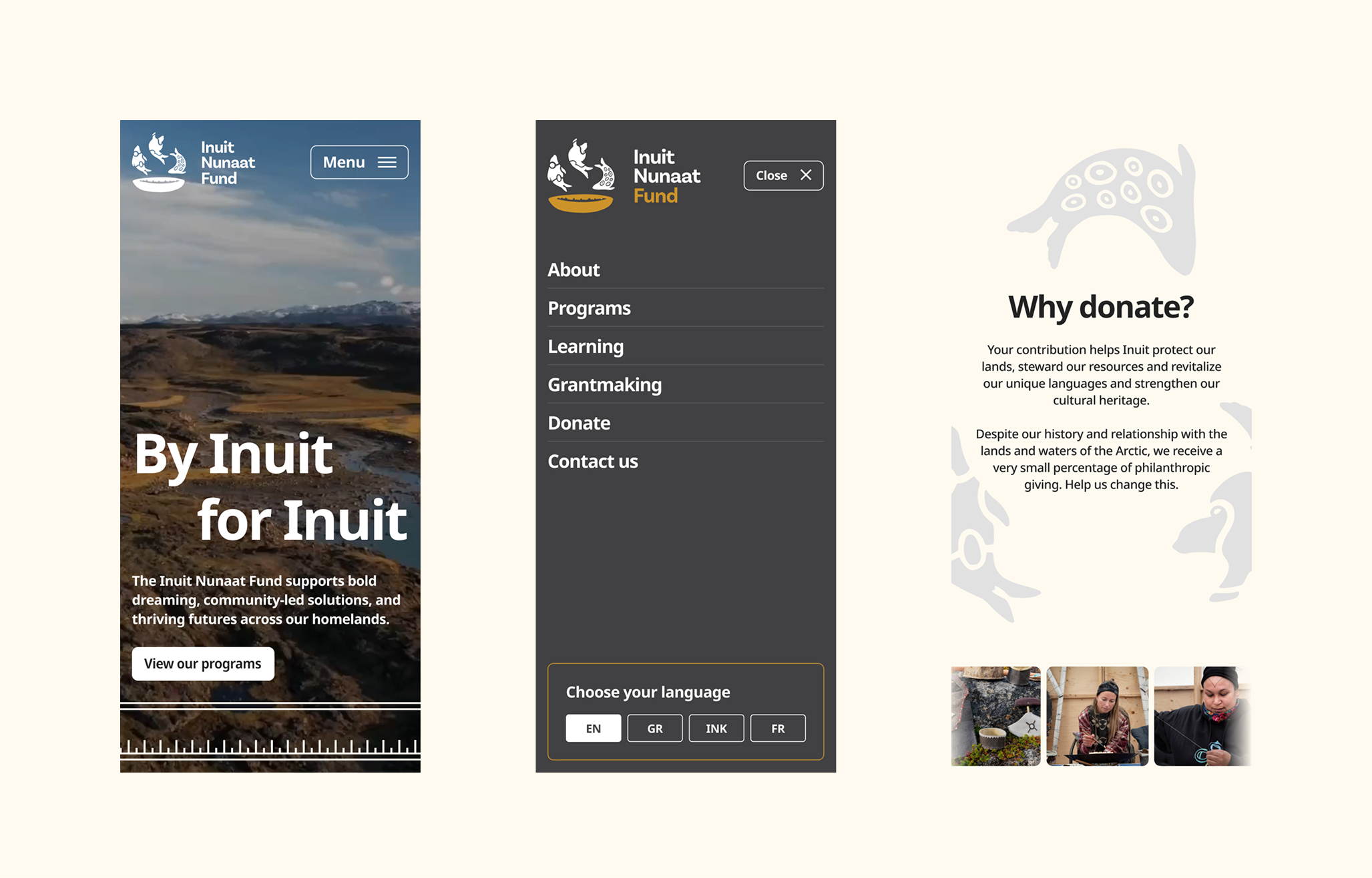 Inuit Nunaat Fund website shown on mobile