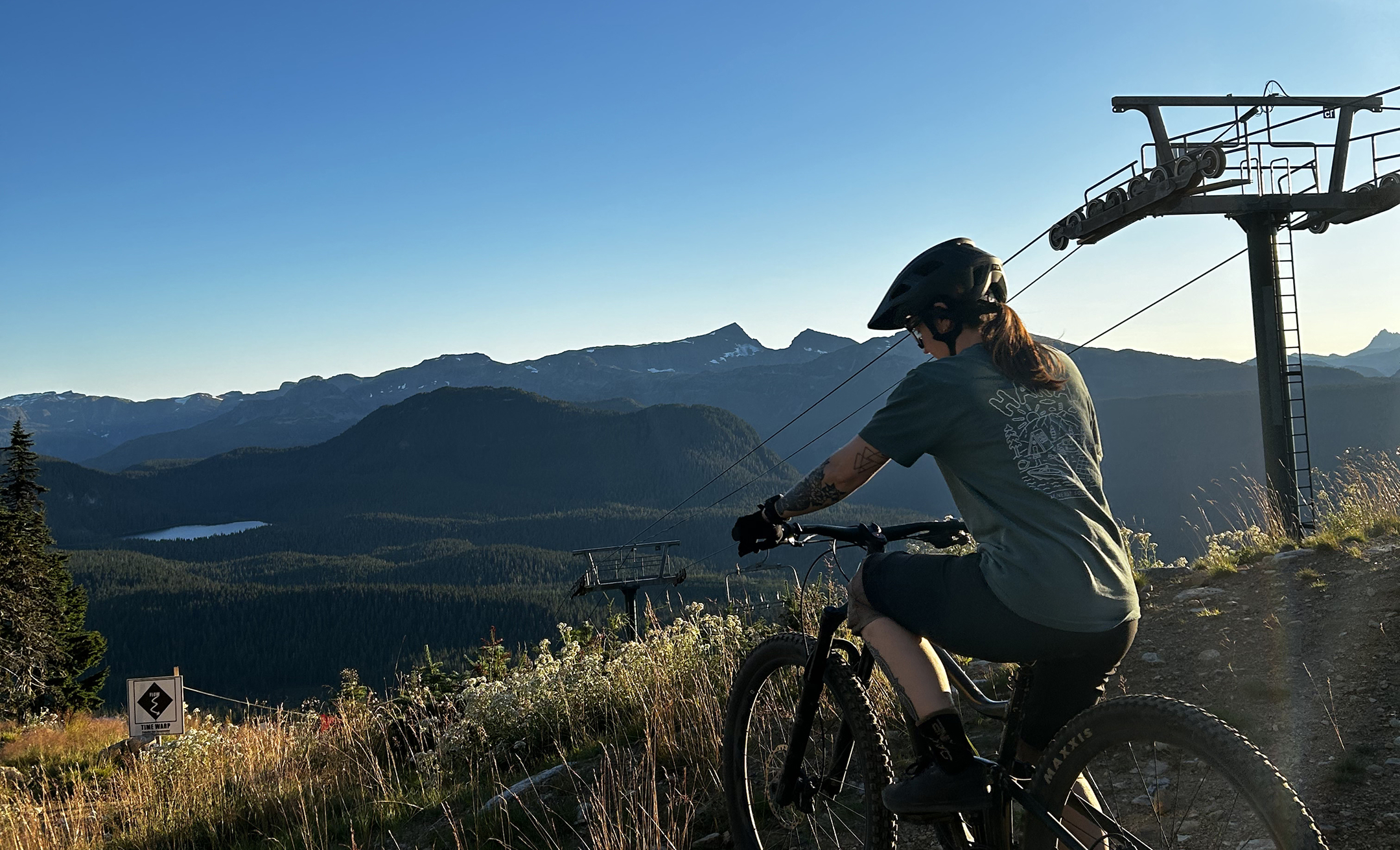 Mountain biker riding a forest trail on Vancouver Island