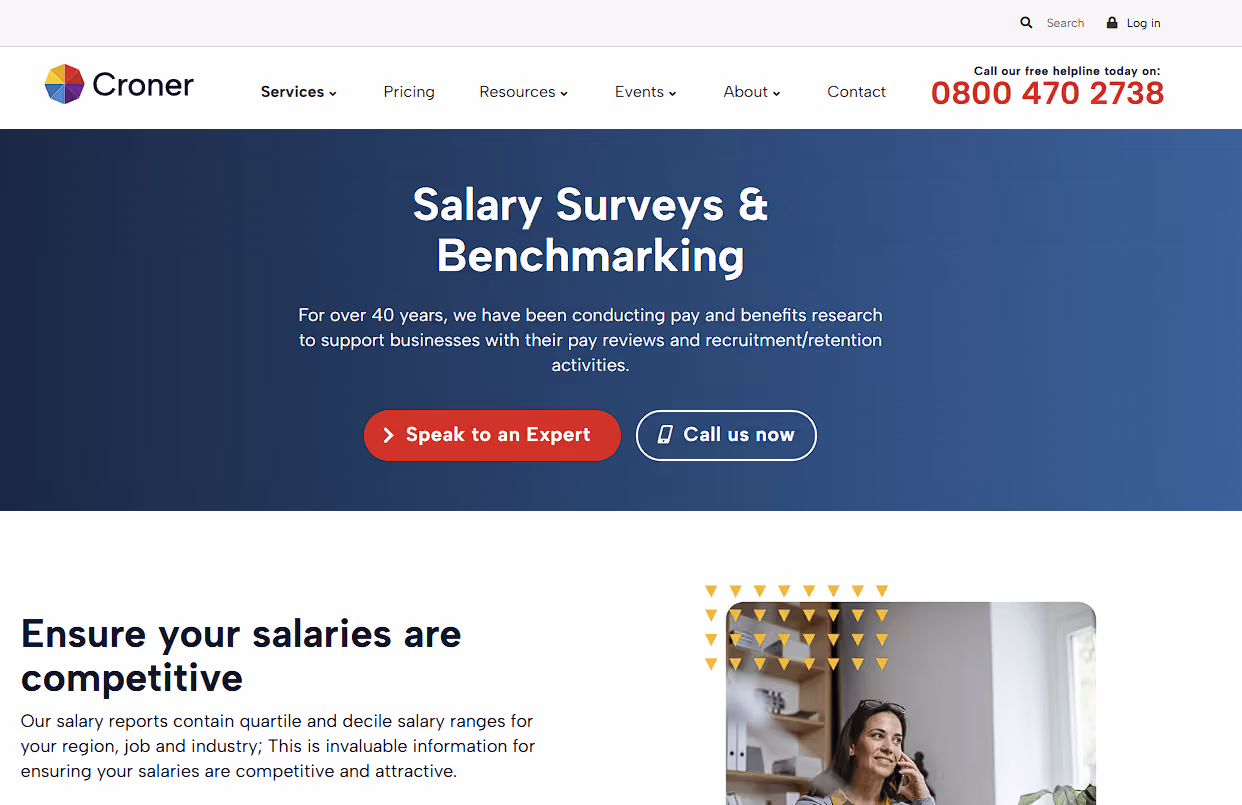 Screenshot of Payscale’s website home page.