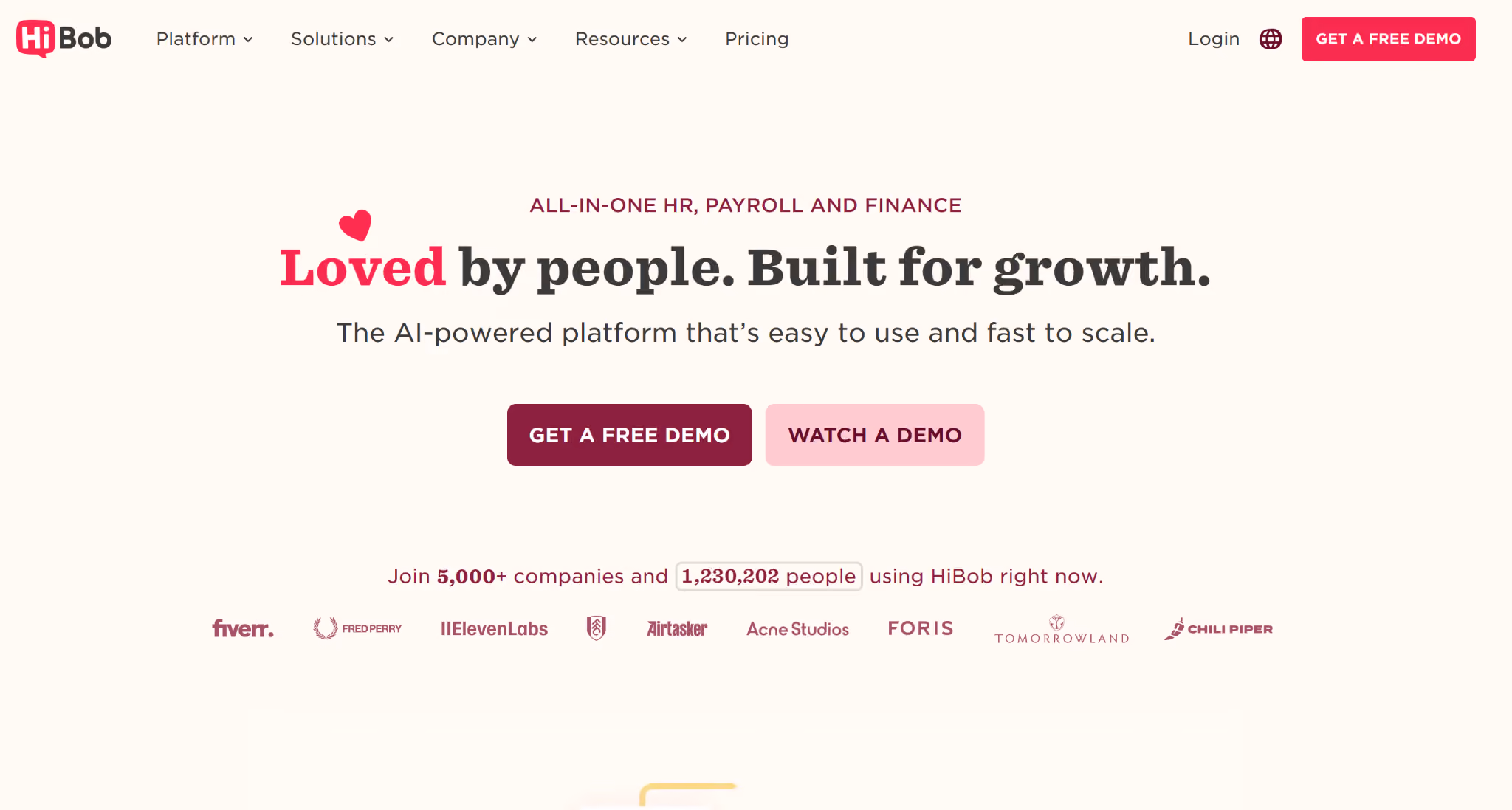 HiBOb all-in-one HR, Payroll and Finance platform