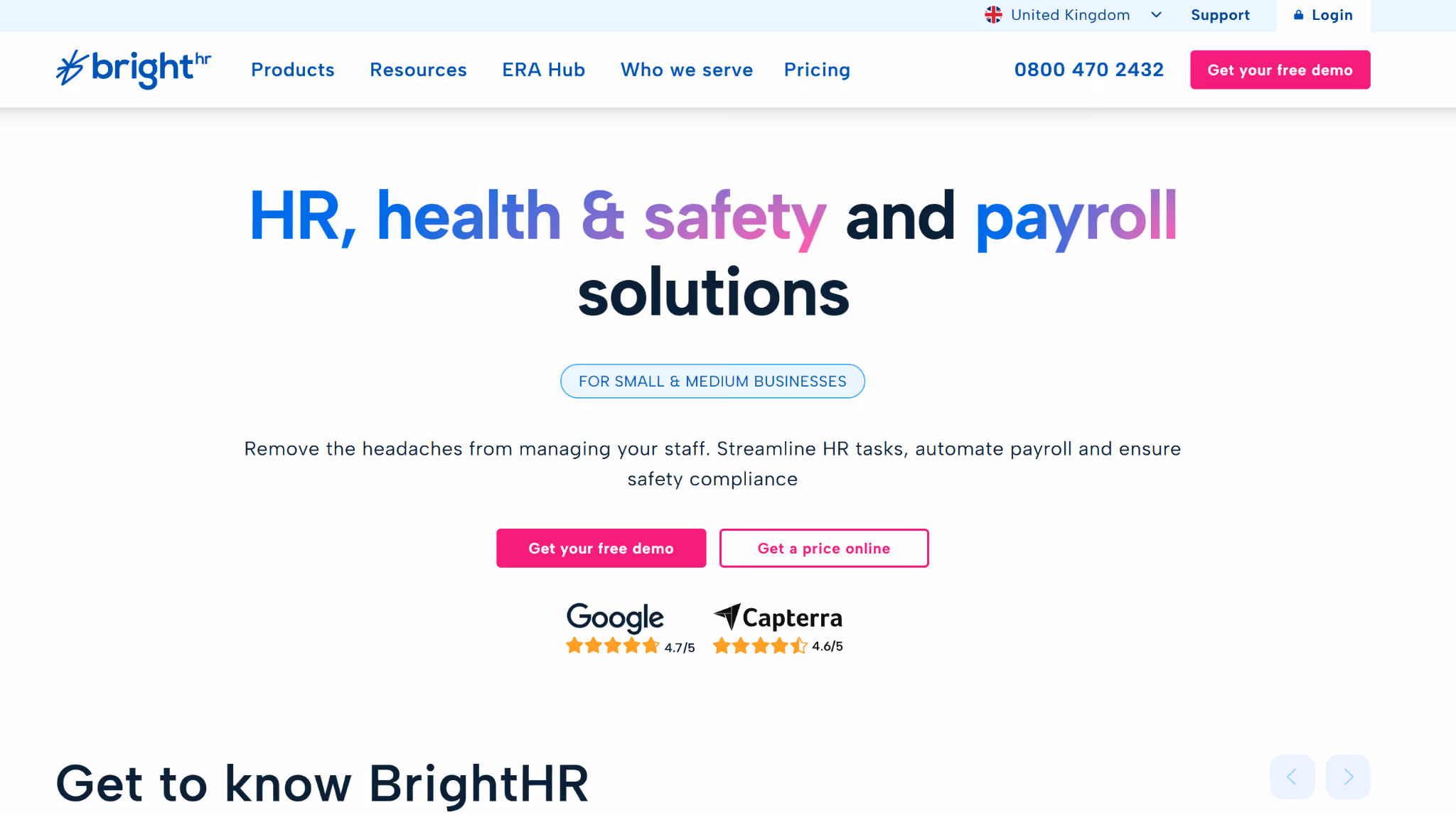 BrightHR HRIS platform for health and safety payroll solutions