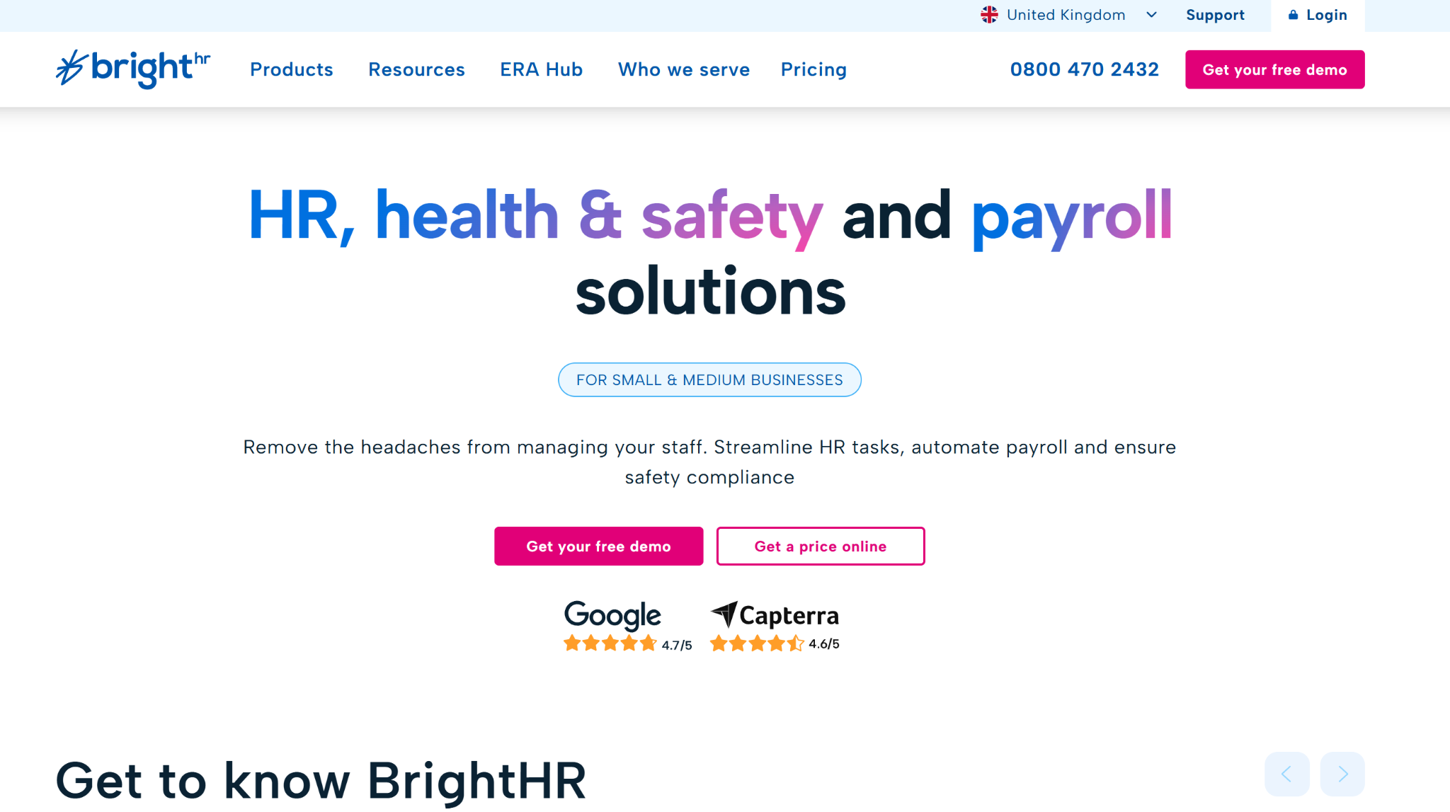 BrightHR HRIS platform for health and safety payroll solutions