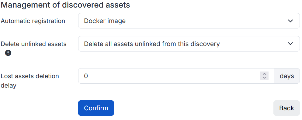 management of discovered assets