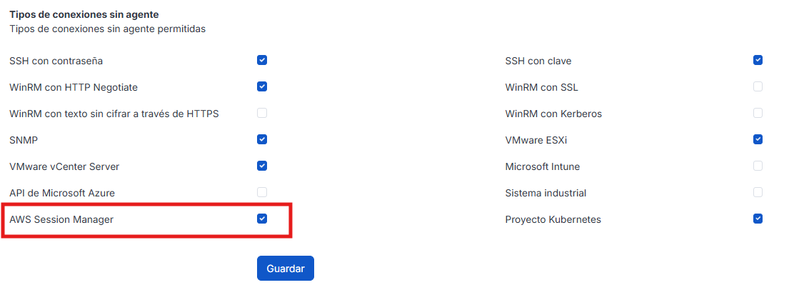 activar el conector aws session manager