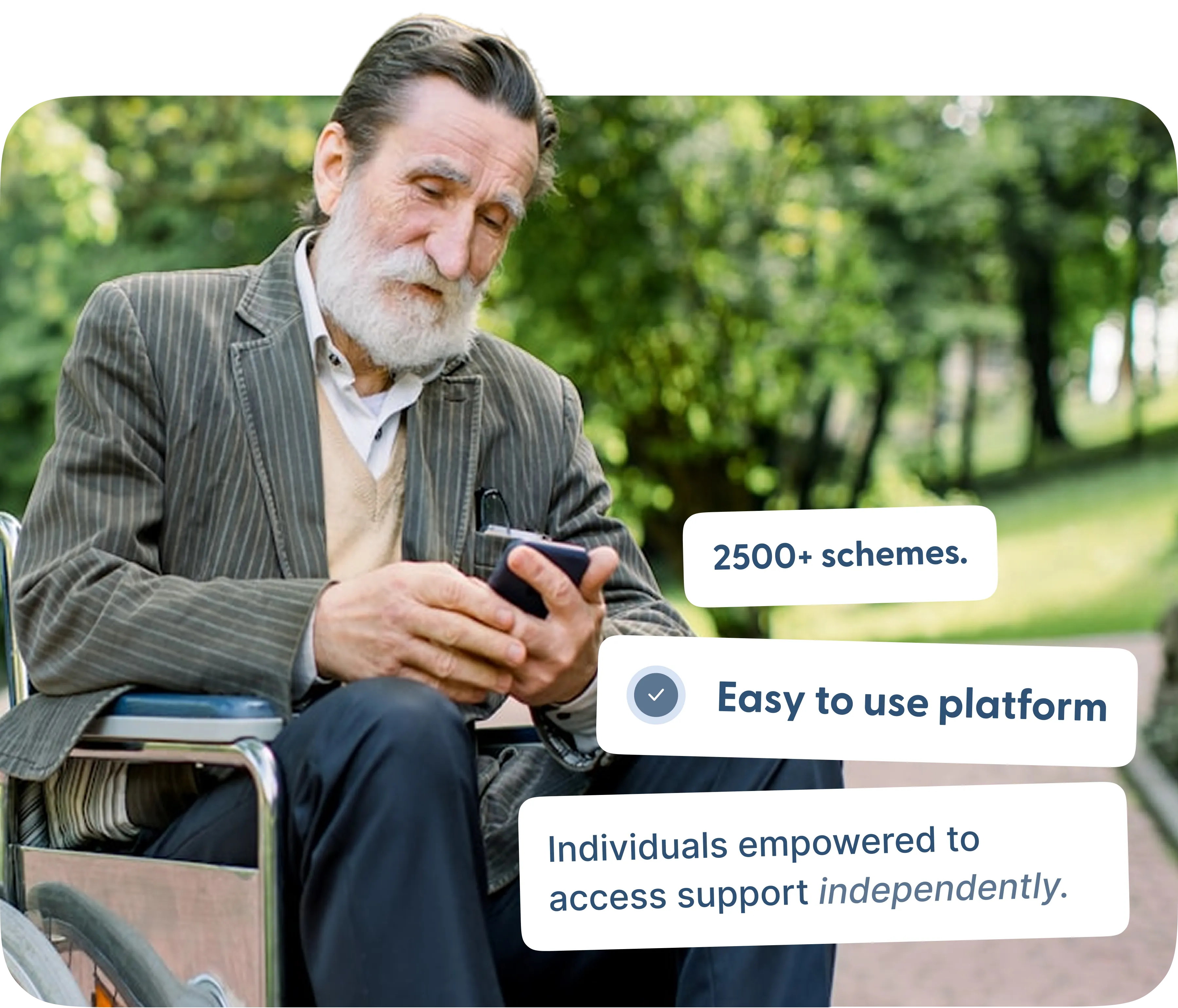 Person independently accessing support