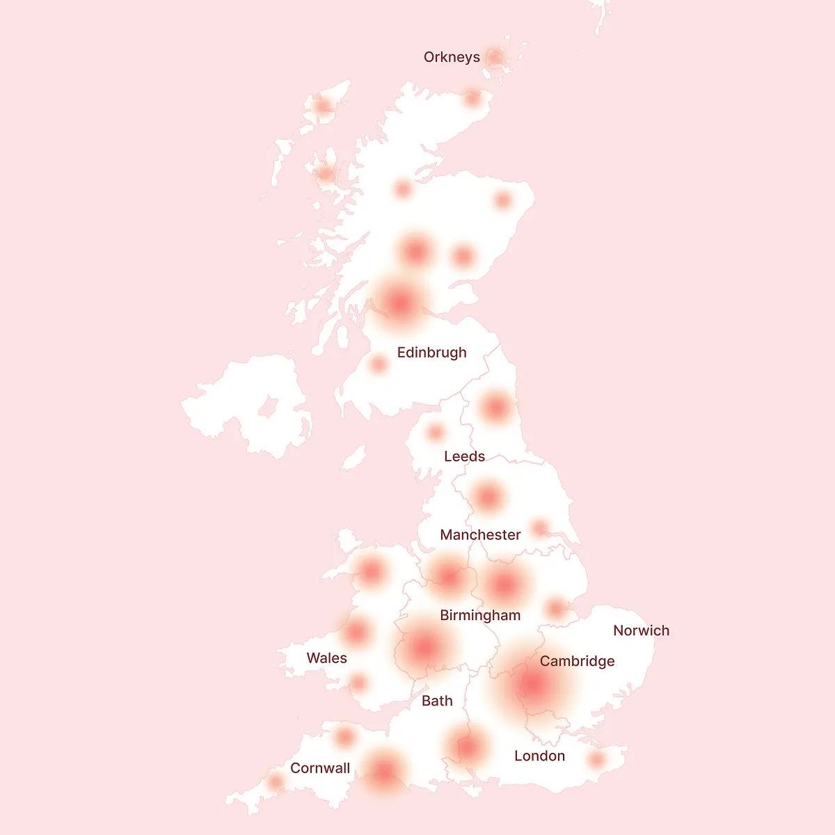 Map of support activity across the UK