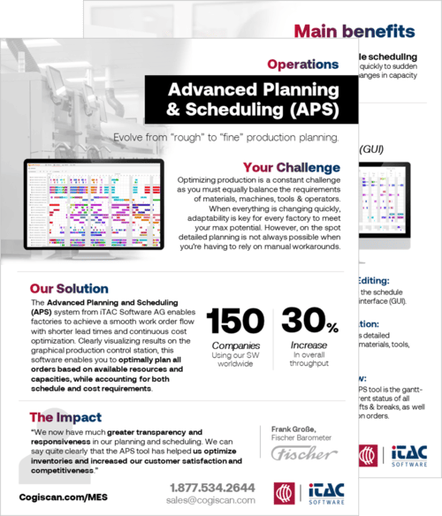 Advanced Planning and Scheduling product brief cover