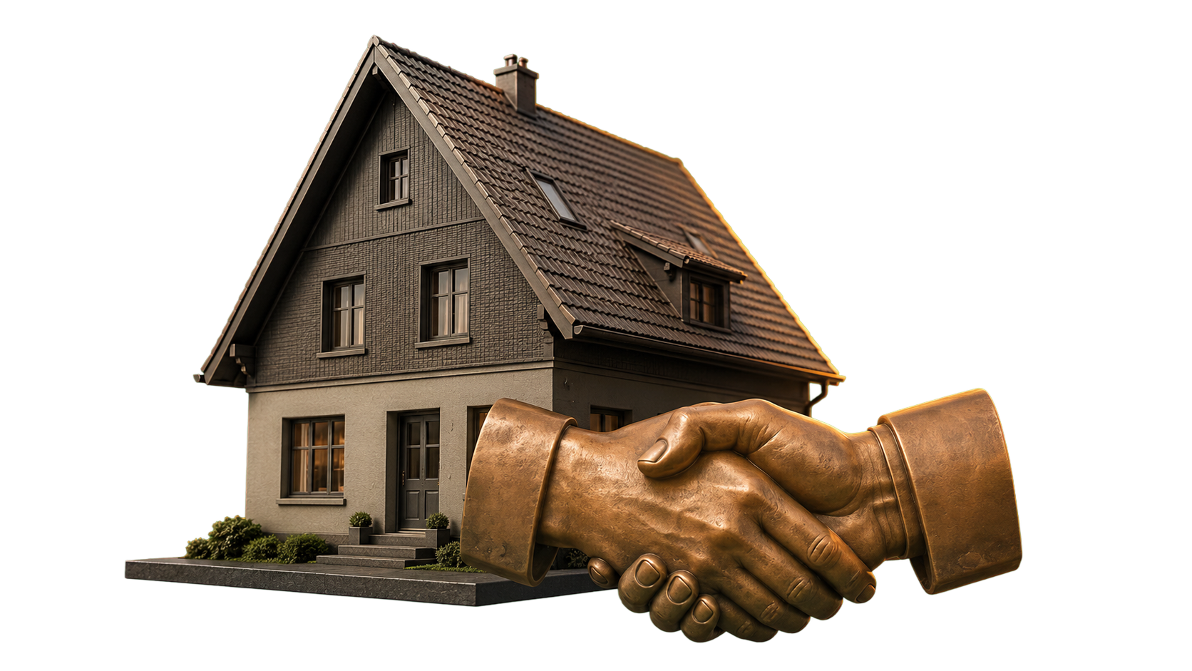 Haus mit Schzlüssel als symbol für Immobilienverkauf und Vermittlung