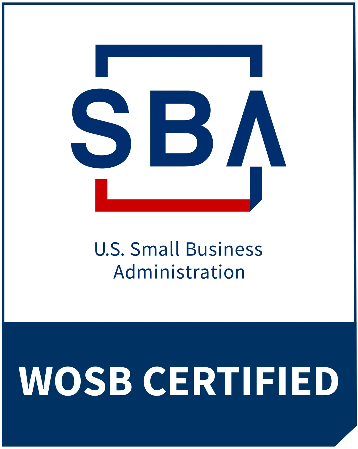 U.S. Small Business Administration logo with text WOSB Certified below it.