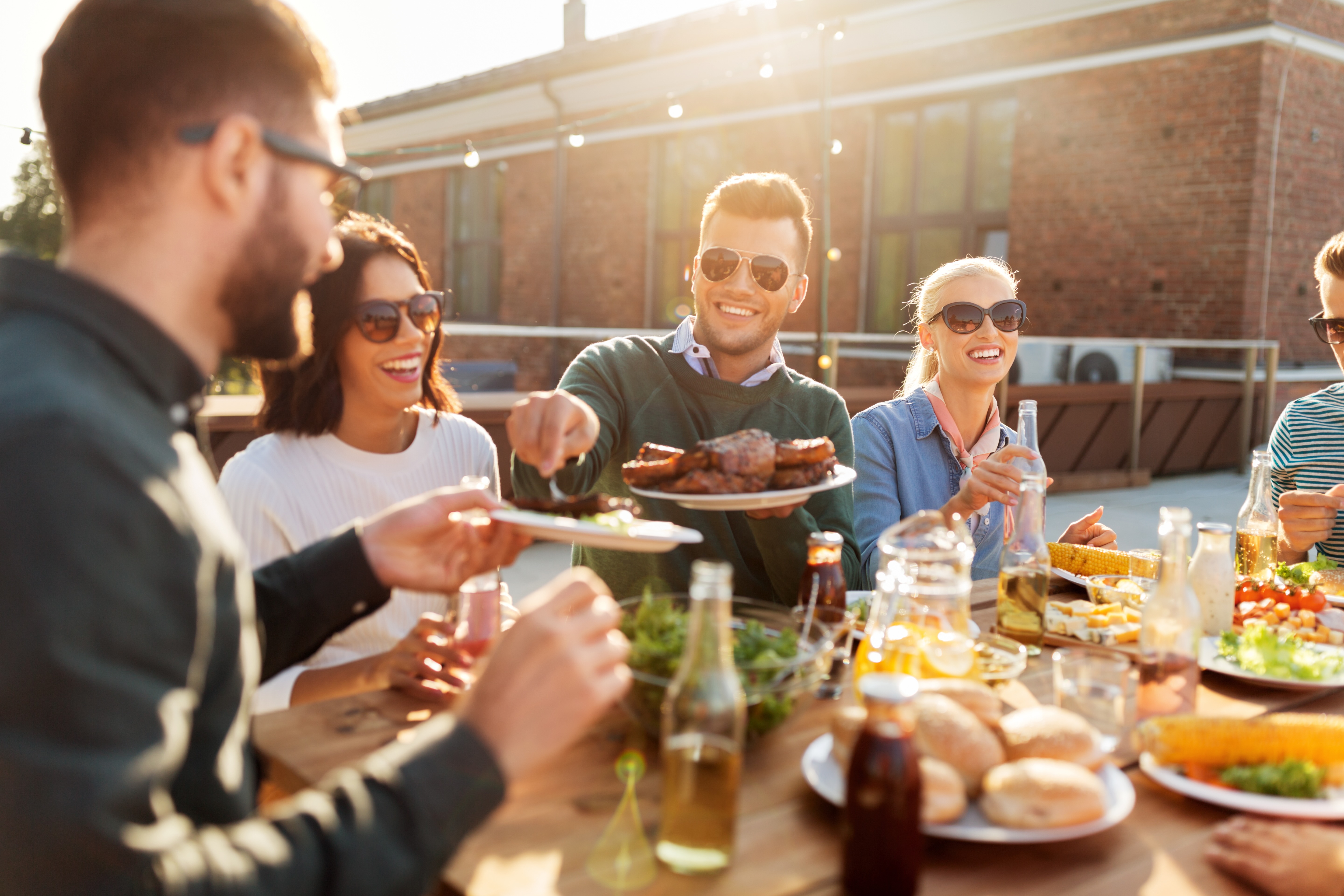 People at outside stock image