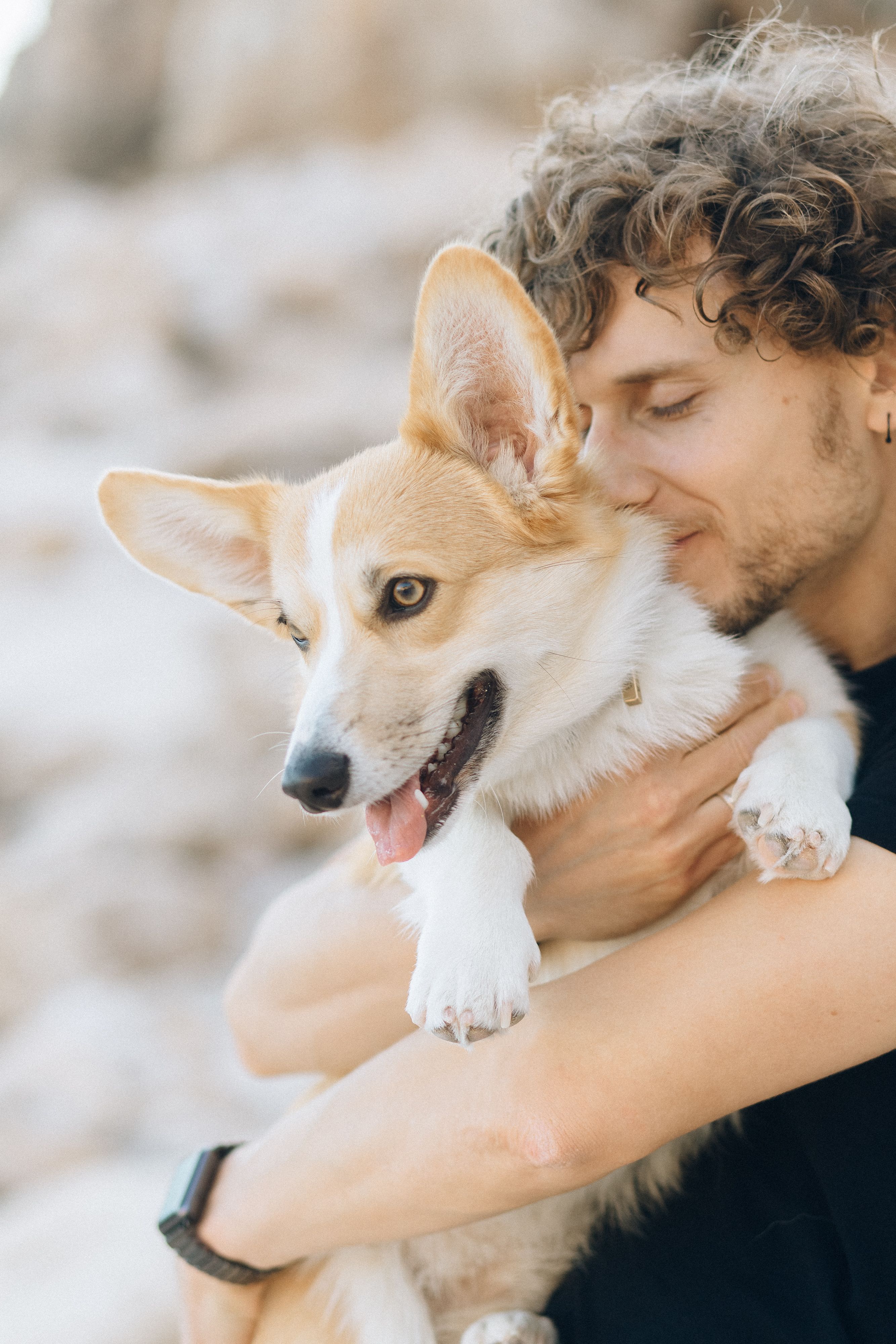 Man with dog stock image