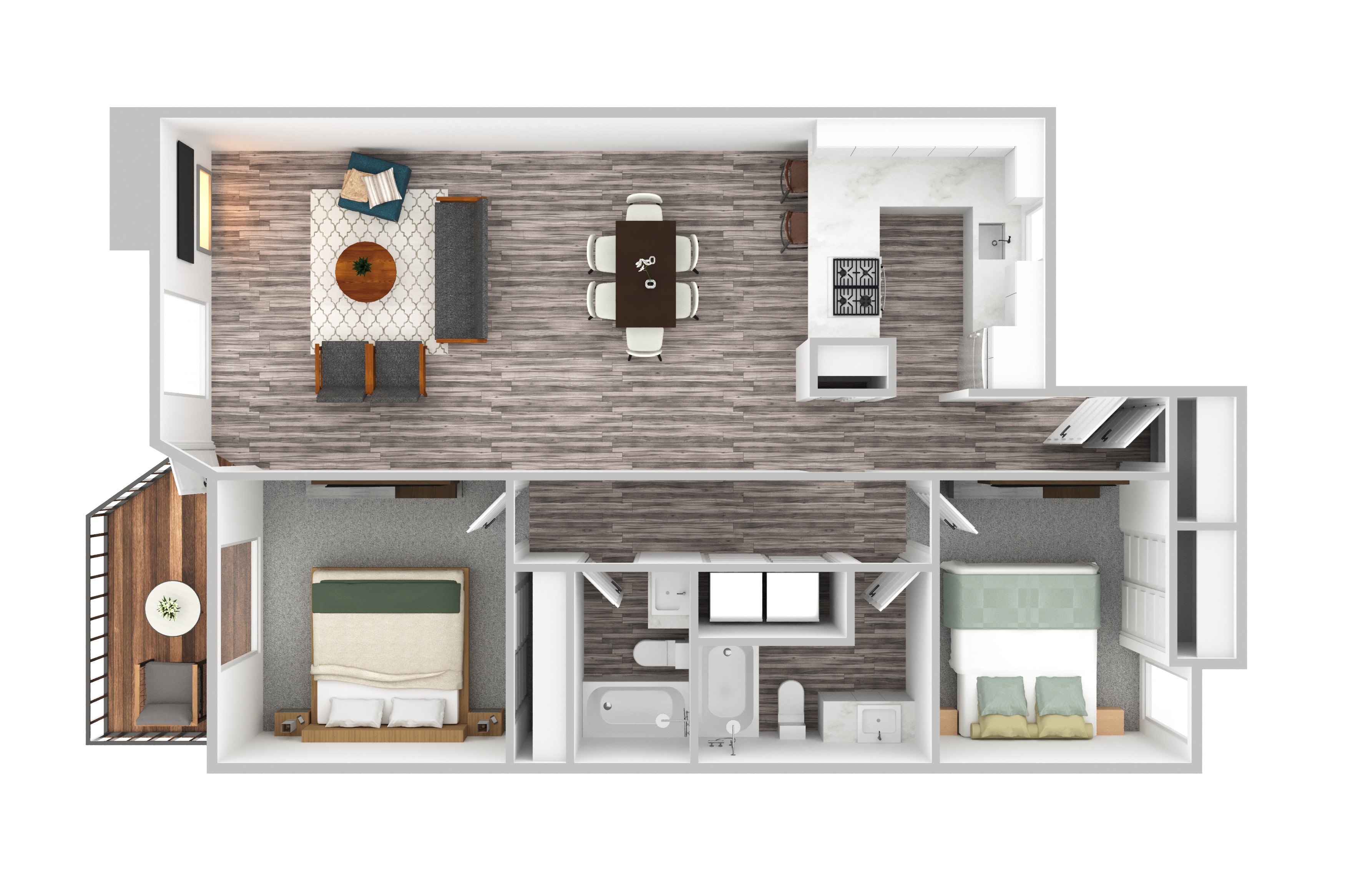2 bed 2 bath floor plan layout