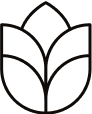 Minimalist black line drawing of a stylized tulip flower.