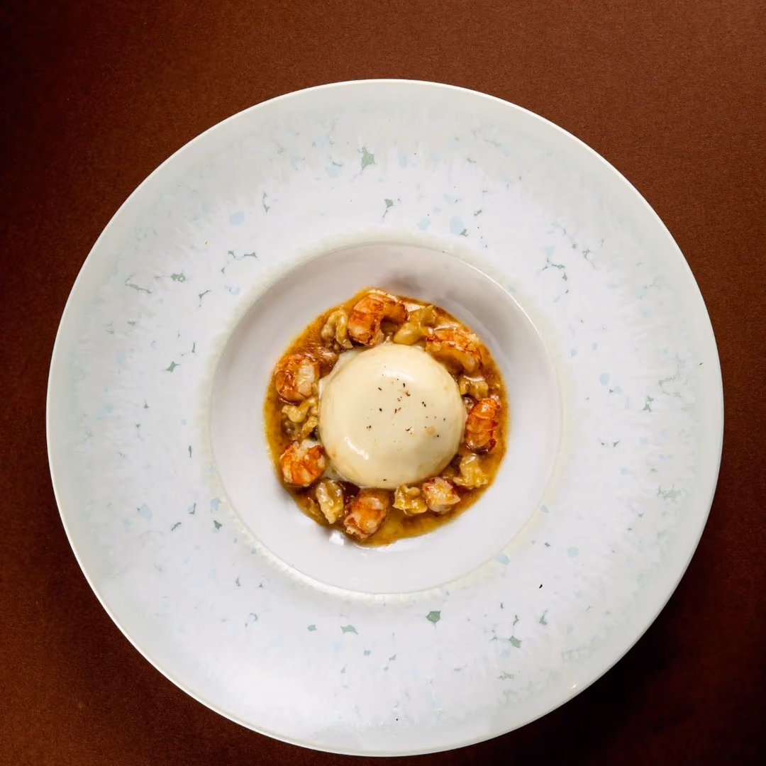 Royale et crevettes en sauce, restaurant Pavyllon Lyon