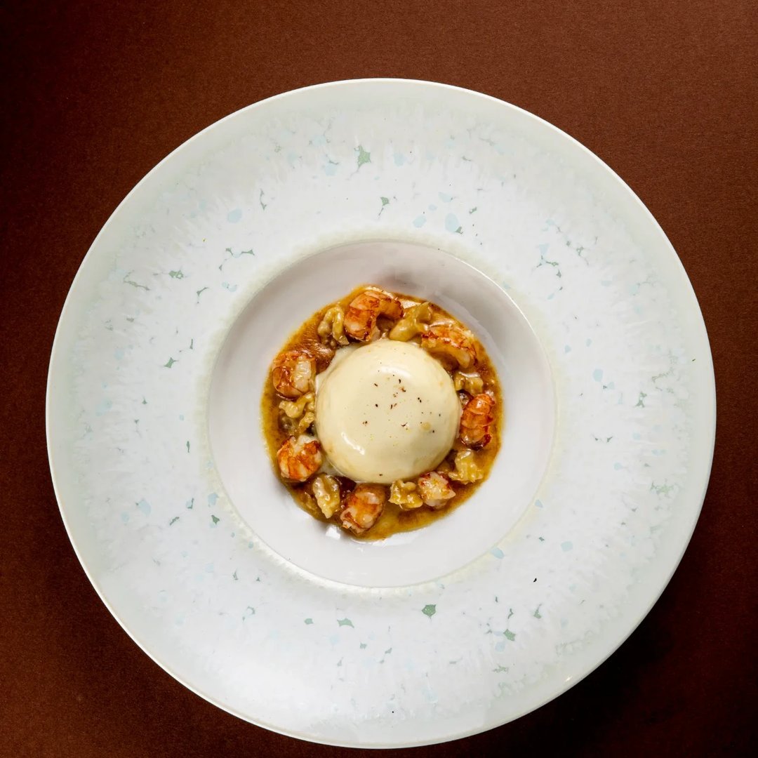 Royale et crevettes en sauce, restaurant Pavyllon Lyon