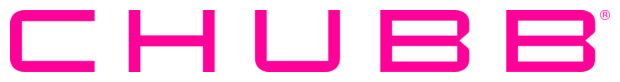 Chubb company logo in pink uppercase letters on a transparent background.