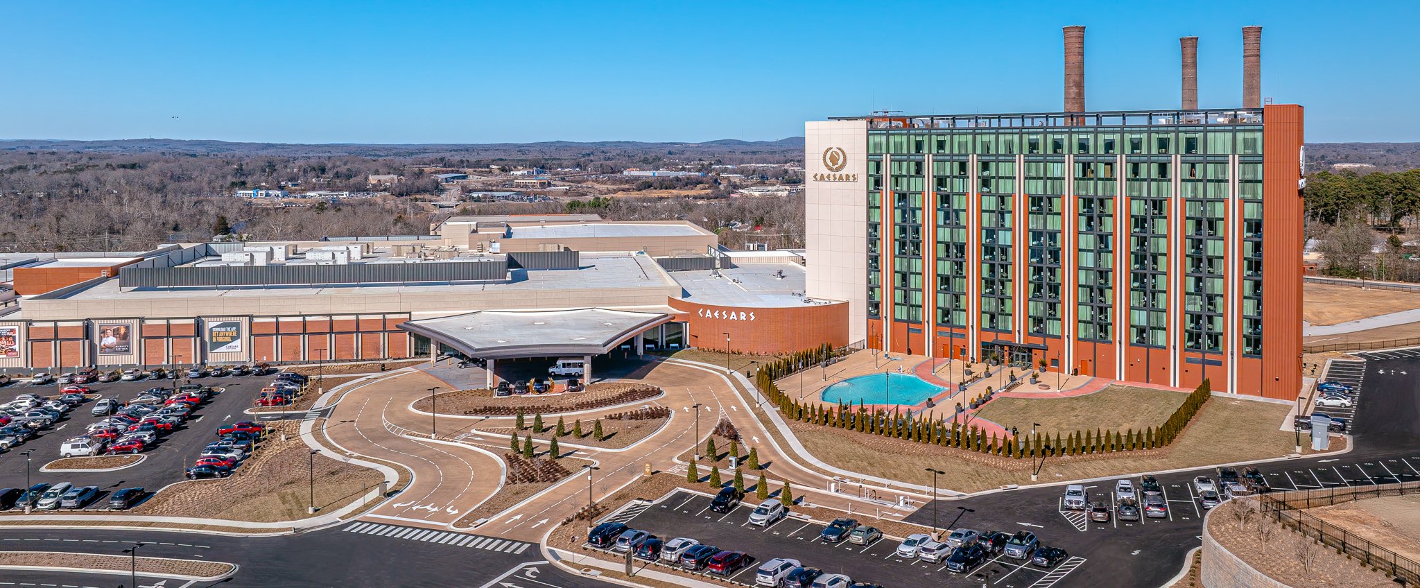 Caesars Virginia casino and hotel, aerial view