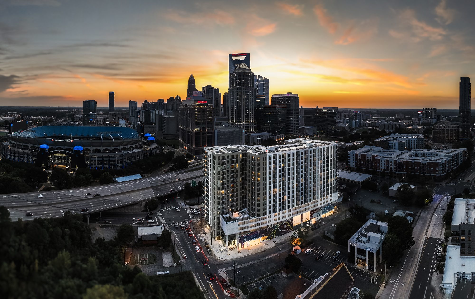 Aerial view of Bond on Mint in Uptown Charlotte